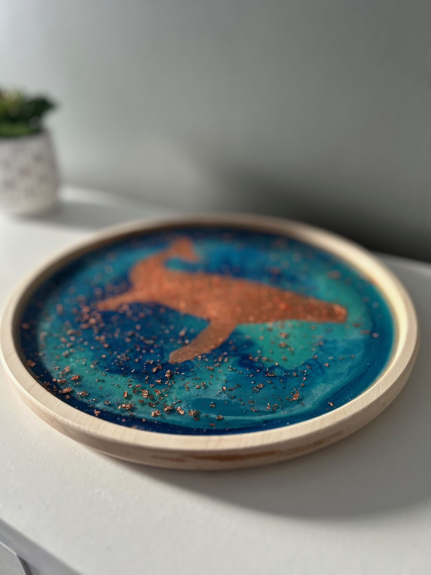 Round Hardwood Trays with Foil Inlay - Image 6